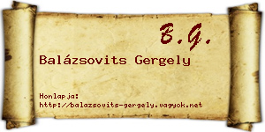 Balázsovits Gergely névjegykártya