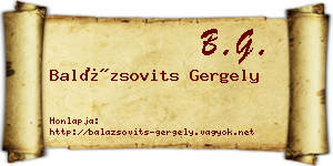 Balázsovits Gergely névjegykártya